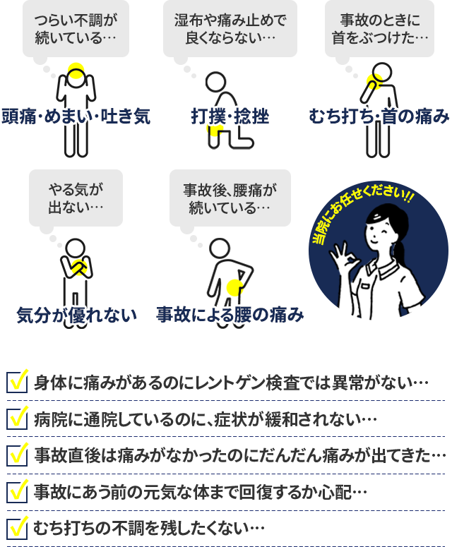 事故後の症状お悩みリスト